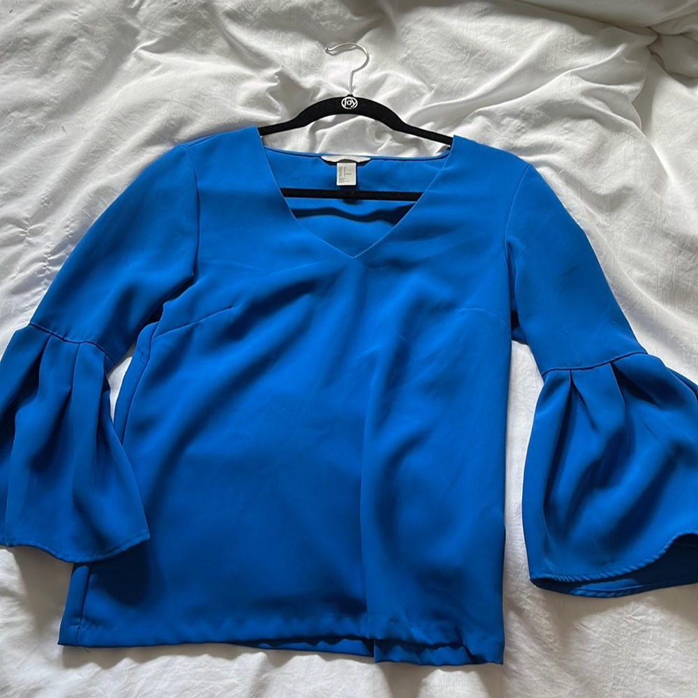 H&M cobalt blue flowy dress shirt